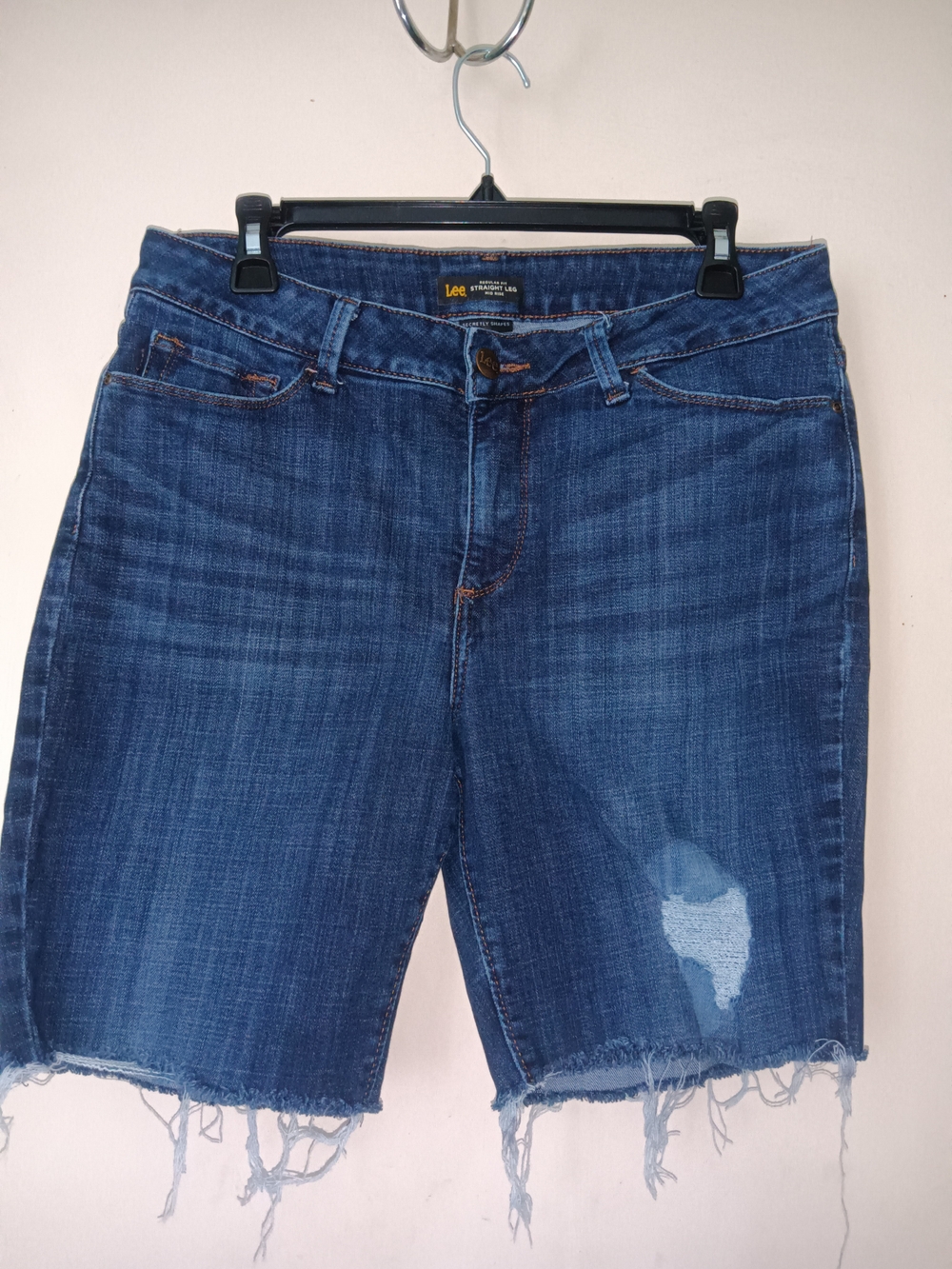 Lee Women's Distressed Dark Blue Denim Shorts Saze 10
